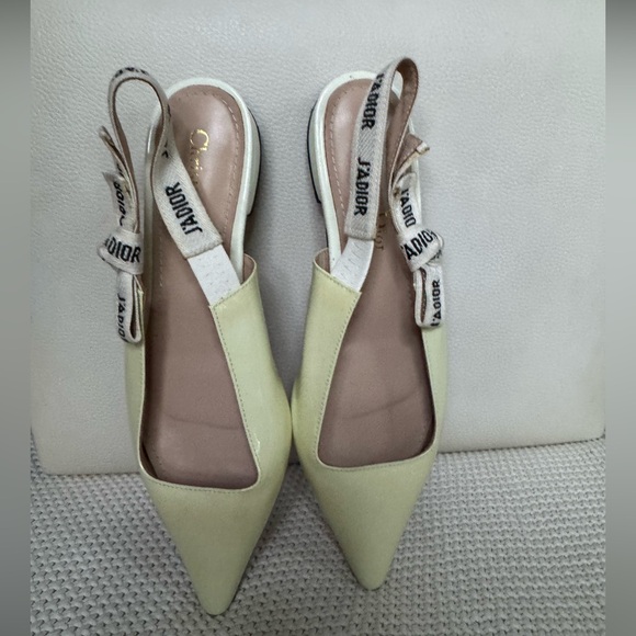 Dior Cream Heels with Logo Strap - Picture 1 of 4